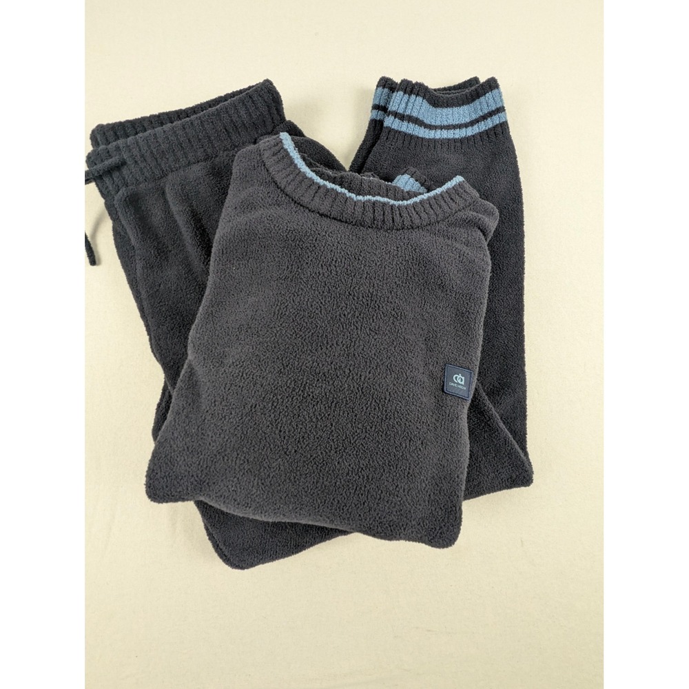 David Archy Mens Fleece Pajama Set Charcoal Gray Crewneck Joggers Loungewear L